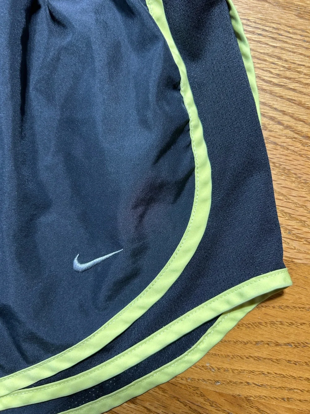 Nike Women's Dri-Fit Black Athletic Shorts with Lime Accent Size Small